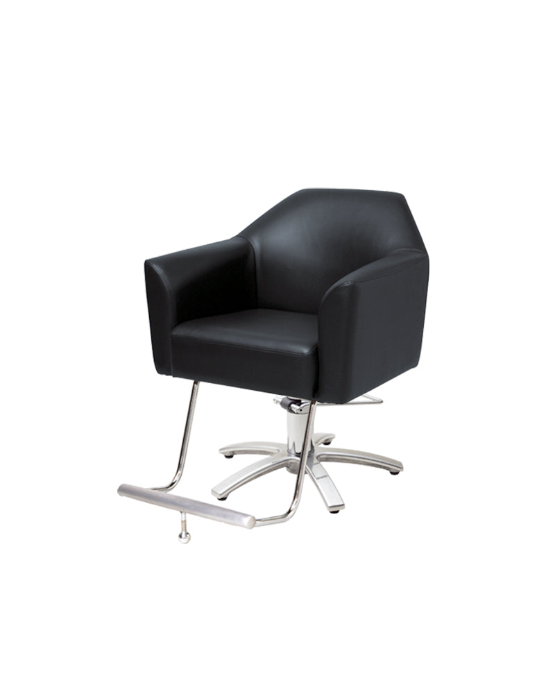 Morb - Black hairdressing chair - Built-in footrest - Chrome cross base